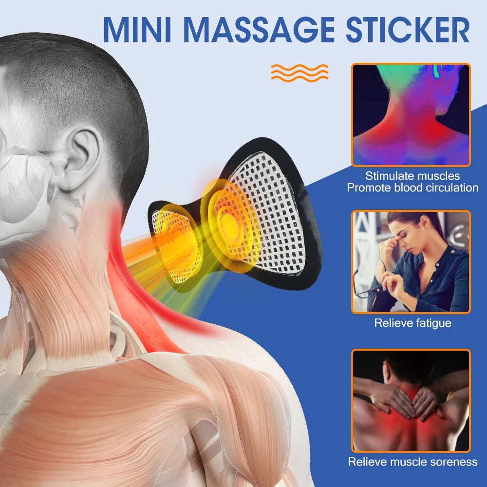 EMS Neck Massager Electric Cervical Vertebra Massage Patch for Muscle Pain Relief & Shoulder Relaxation Portable Neck Stretcher